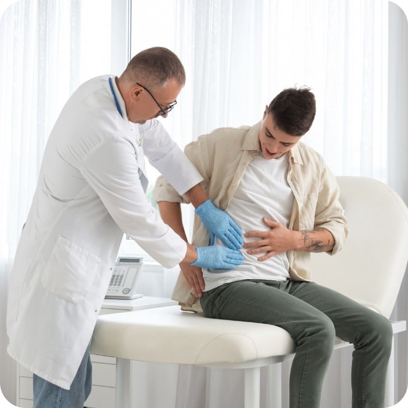 family with children at preventive eye consultation, ophthalmologist explaining eye care, relaxed atmosphere